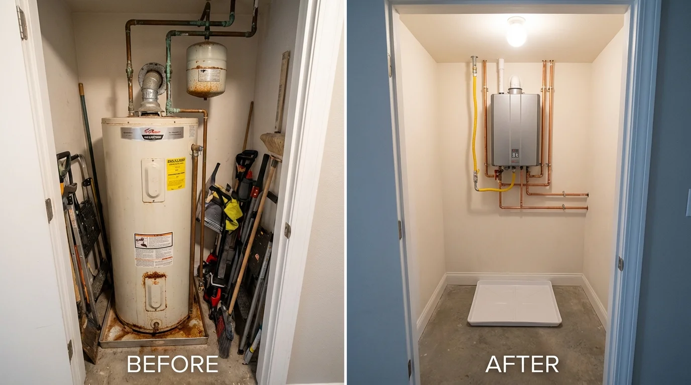 Tank water heater versus wall-mounted tankless unit comparison for Ladera Ranch, CA homeowners